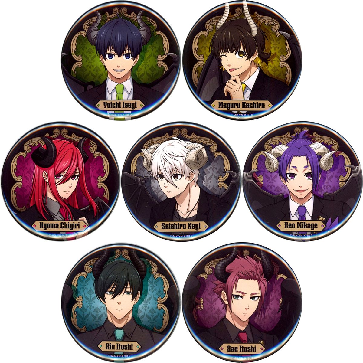 Set of 7 Blue Lock The Devil Descends on Hands! BLUE LOCK: The Seven Deadly Sins in Hands Normal Trading Button [USED]
