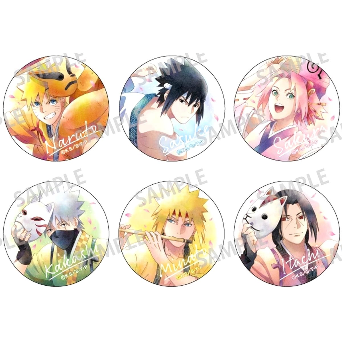 Set of 6 Naruto Shippuden Kamiani TOUCH Trading Dance Button [USED]