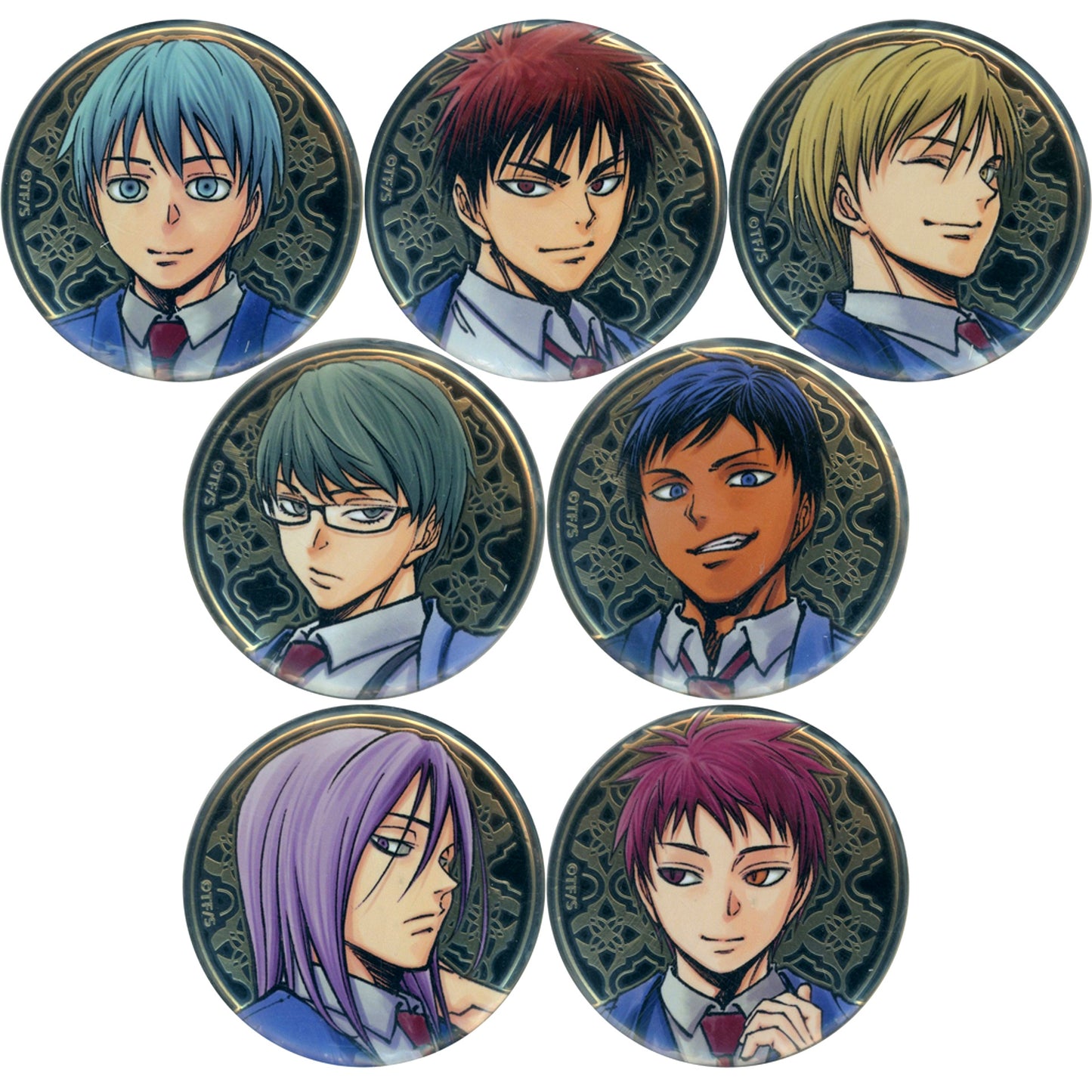 Set of 7 Kuroko's Basketball 15th Anniversary Exhibition Altimetal Button Collection [USED]