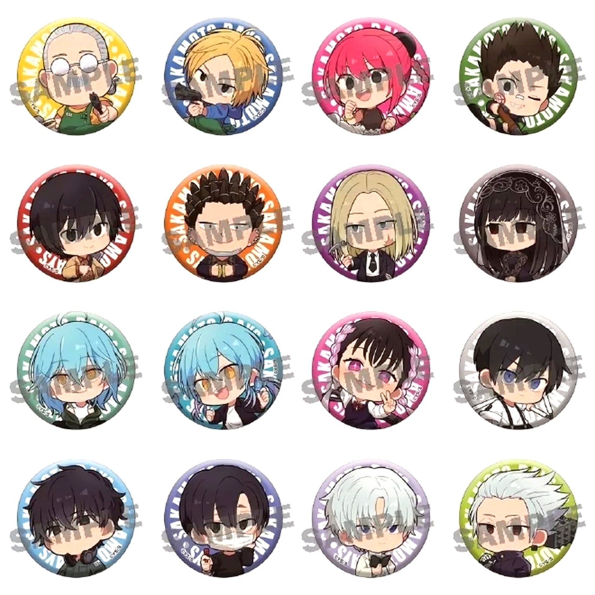 Set of 16 SAKAMOTO DAYS Mini Character Button Collection TOWER RECORDS CAFE [USED]