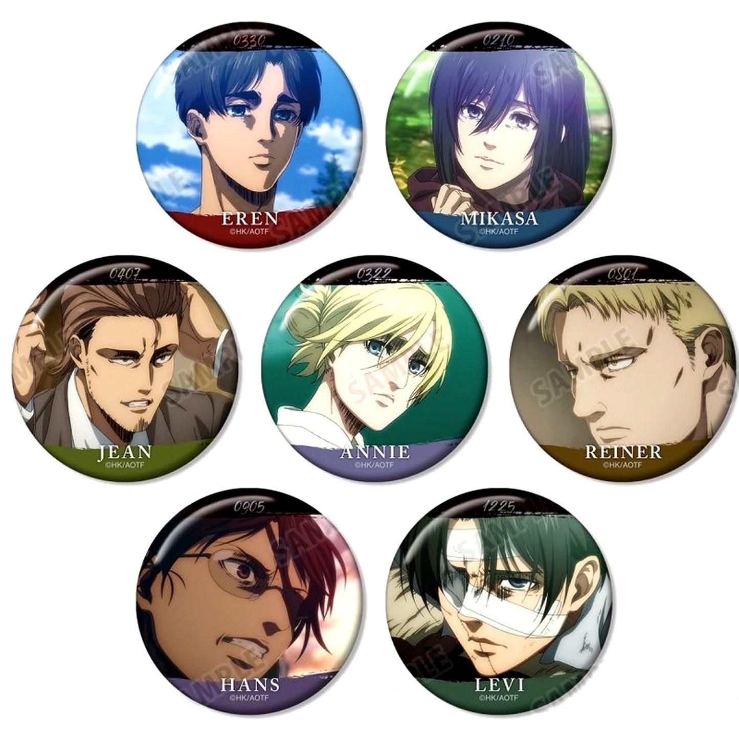 Set of 7 Attack on Titan Trading Button Vol. 10 [USED]
