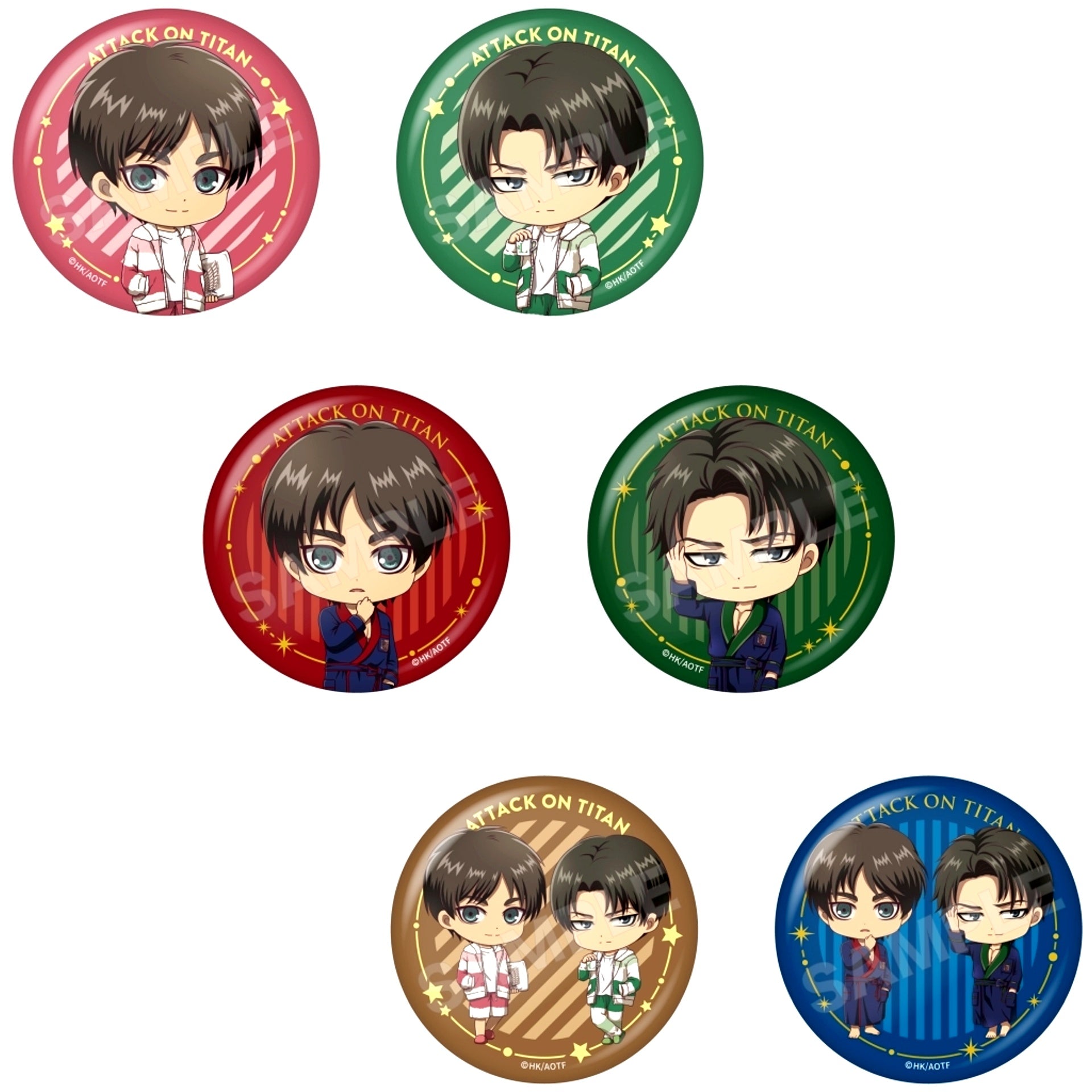 Set of 6 Attack on Titan Roomwear Ver. Badge 01 BOX B [USED]