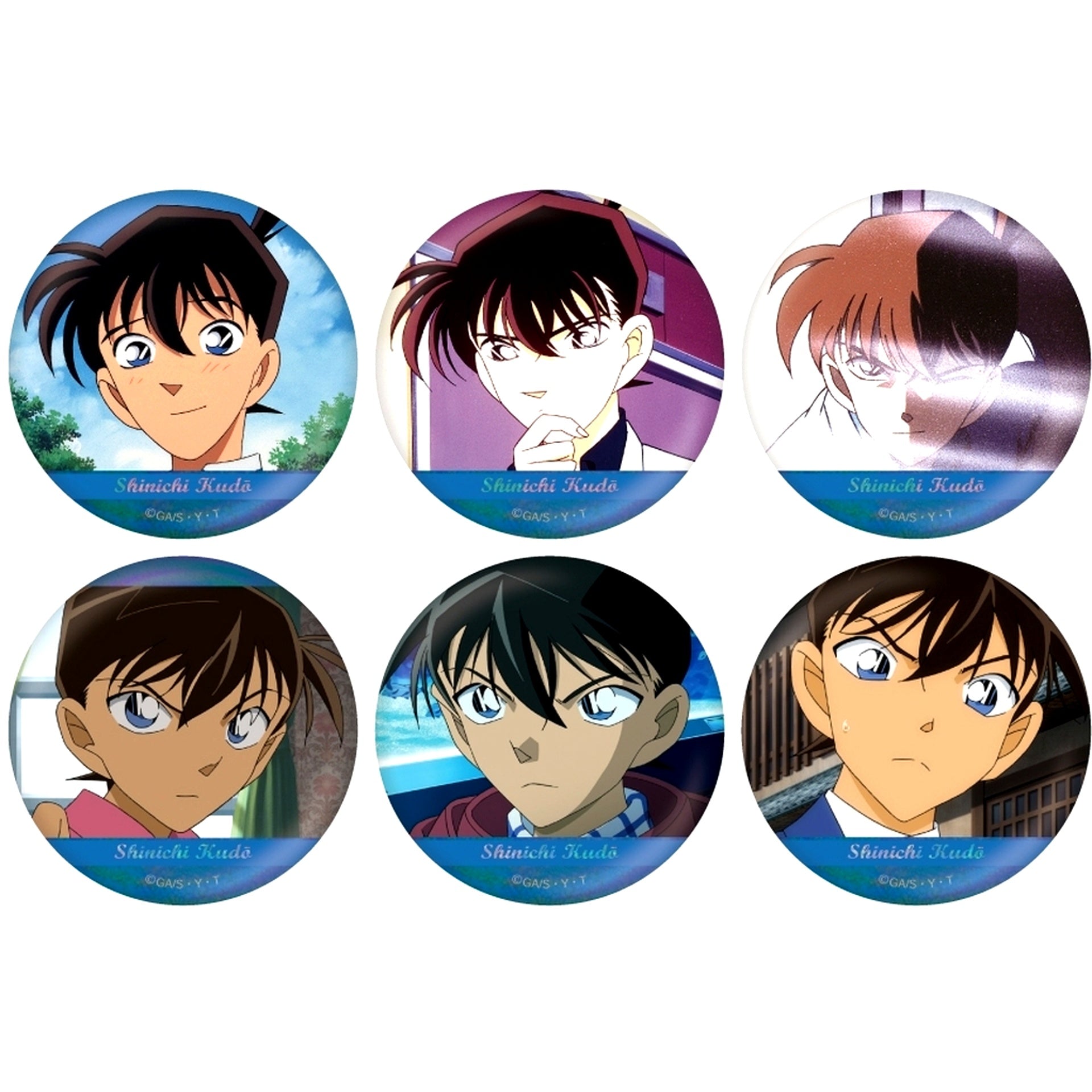 Set of 6 Shinichi Kudo Detective Conan Scene Shot Trading Hologram Button Collection Vol.4 [USED]
