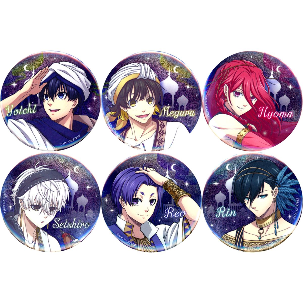 Set of 6 Blue Lock Trading Hologram Button Arabian Ver. [USED]