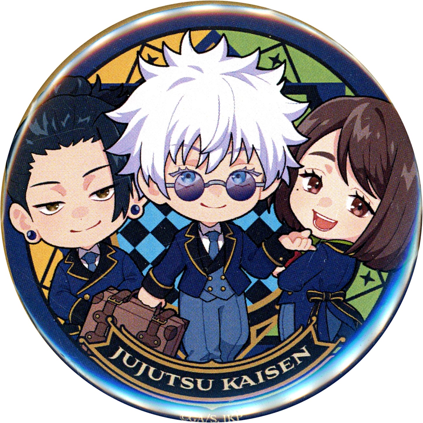 Secret Satoru Gojo & Suguru Geto & Shoko Ieiri Jujutsu Kaisen Kaigyoku Tamaori Sunshine City Prince Hotel Trading Button [USED]