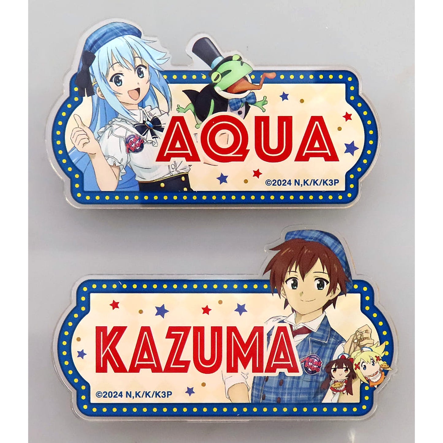 Kazuma Aqua KonoSuba: God's Blessing on This Wonderful World! 3 Name Tag Badge Set Studio Cast Ver. [USED]