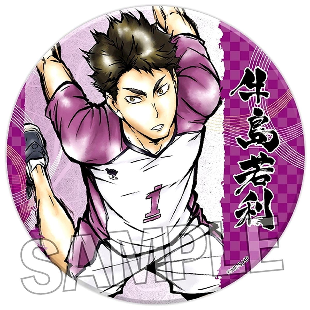 Wakatoshi Ushijima Fierce Battle!! Haikyu!! Gira Gira Button Large [USED]