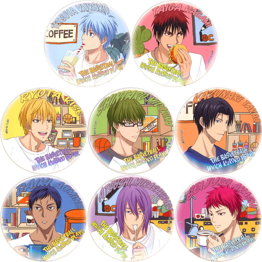 Set of 8 Kuroko's Basketball Bunbougu Cafe Cafe Interior Motif Illustration Button [USED]