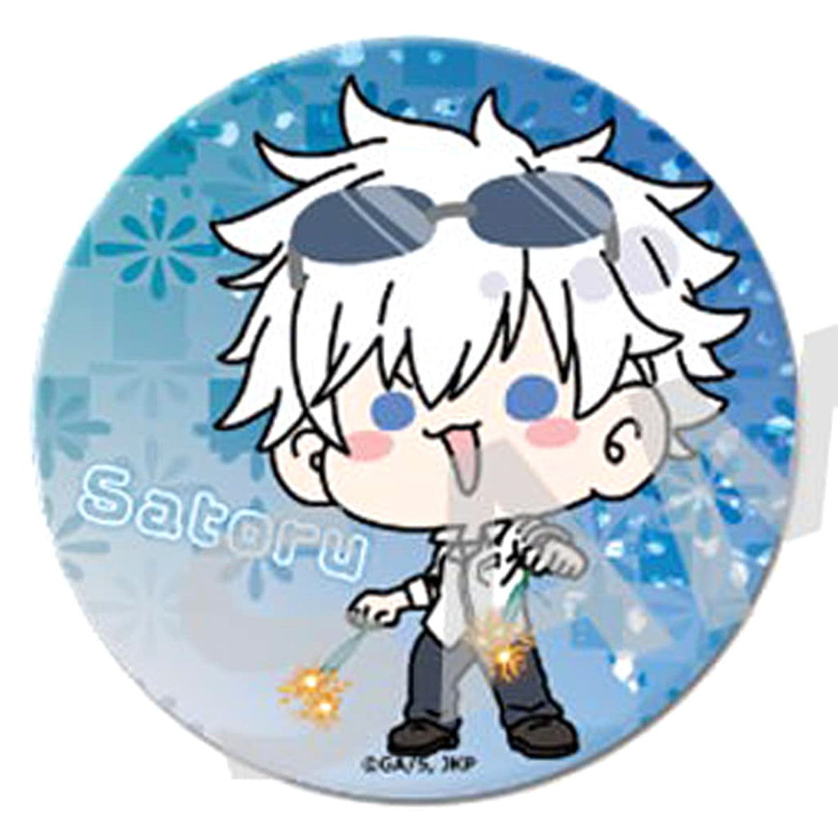 Jujutsu Kaisen Kaigyoku Gyokusetsu Satoru Gojo Mochocho Trading Big Can Badge Fireworks Ver. Marui Pop Up Shop Limited Buttons [USED]