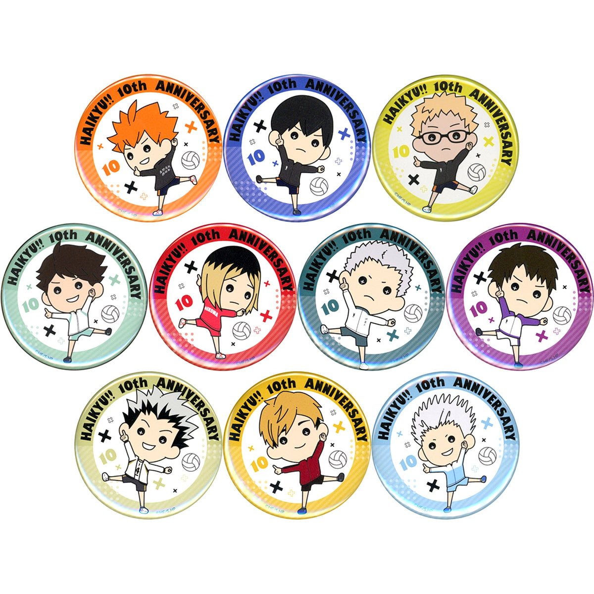 Set of 10 Haikyu!! Tasukko 10th Anniversary Ver. Trading Button [USED]