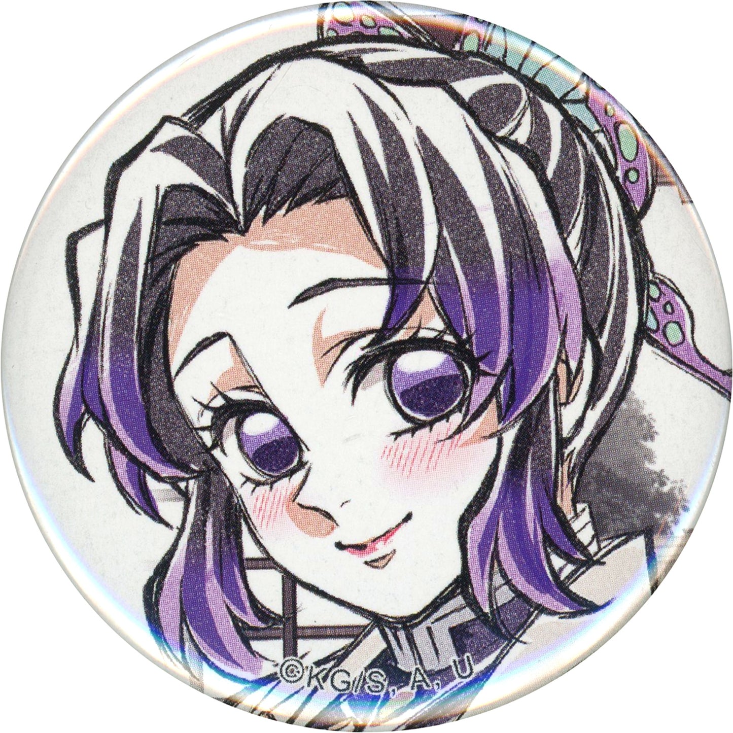 Shinobu Kocho Demon Slayer Kimetsu no Yaiba Hashira Training Arc Final Episode Hashira Assemble Hashira Drawn Illustration WEBSHOP Kuji 44mm Button Prize E [USED]