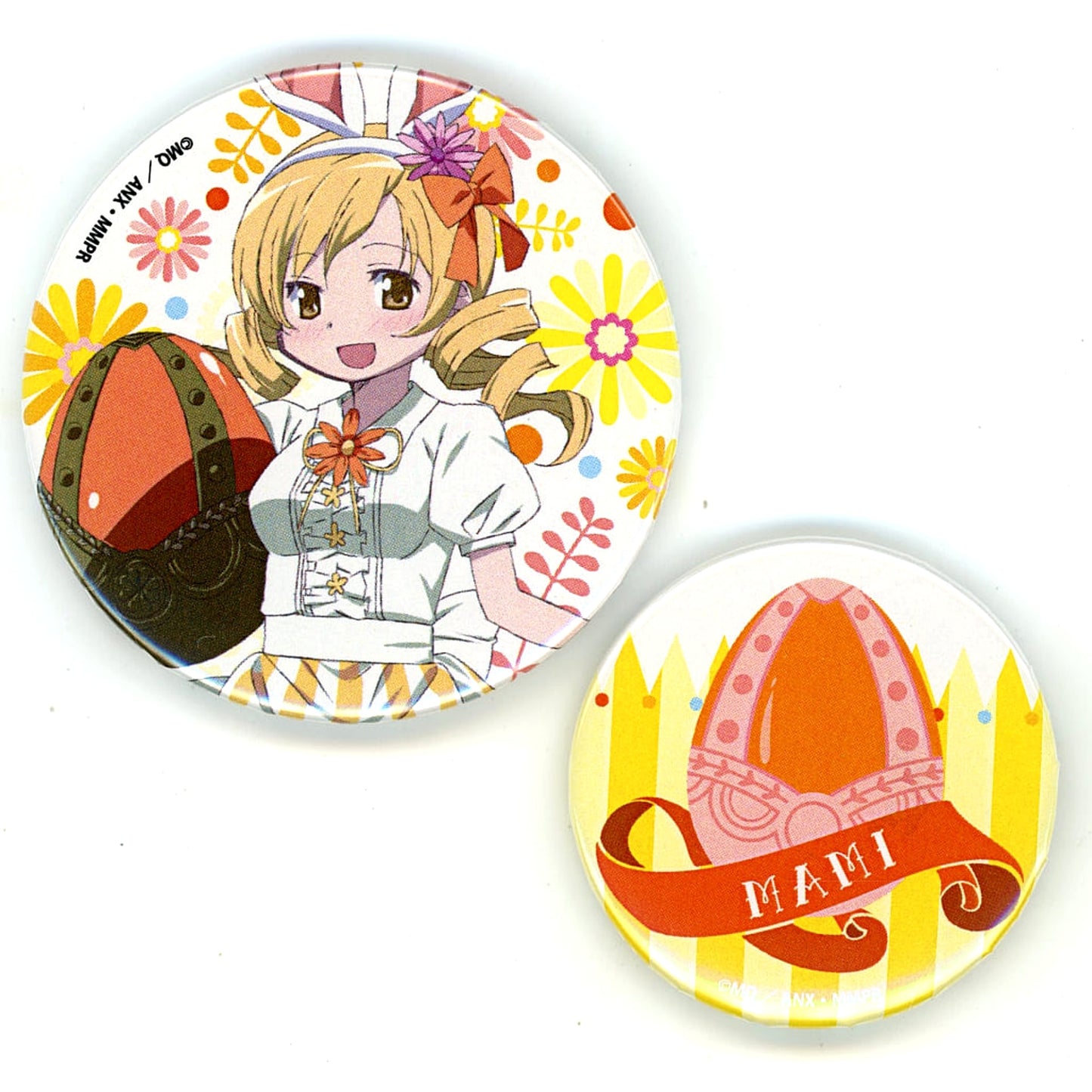 Puella Magi Madoka Magica The Movie Rebellion Mami Tomoe Can Badge Animejapan2016 Limited Easter Design Bottle Included Items Set of 2 Buttons [USED]