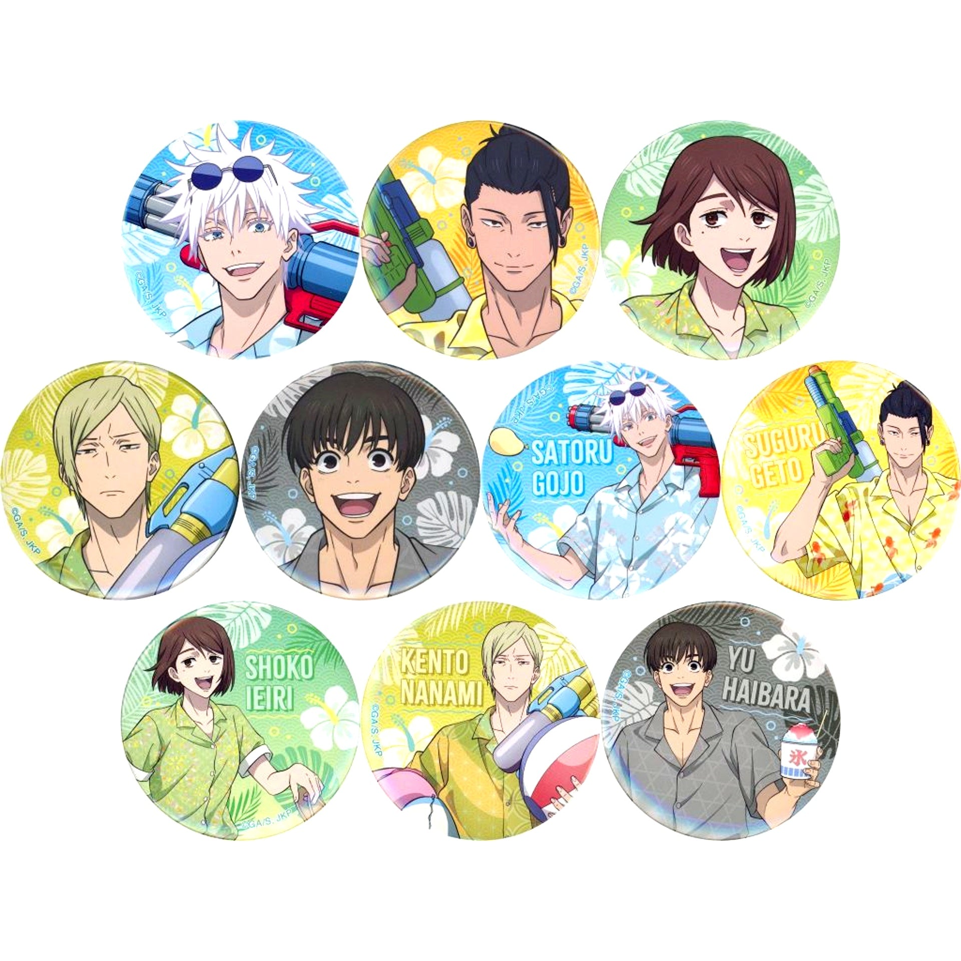 Set of 10 Jujutsu Kaisen Hidden Inventory Premature Death Button Collection Drawn Sea ver. Don Quijote [USED]