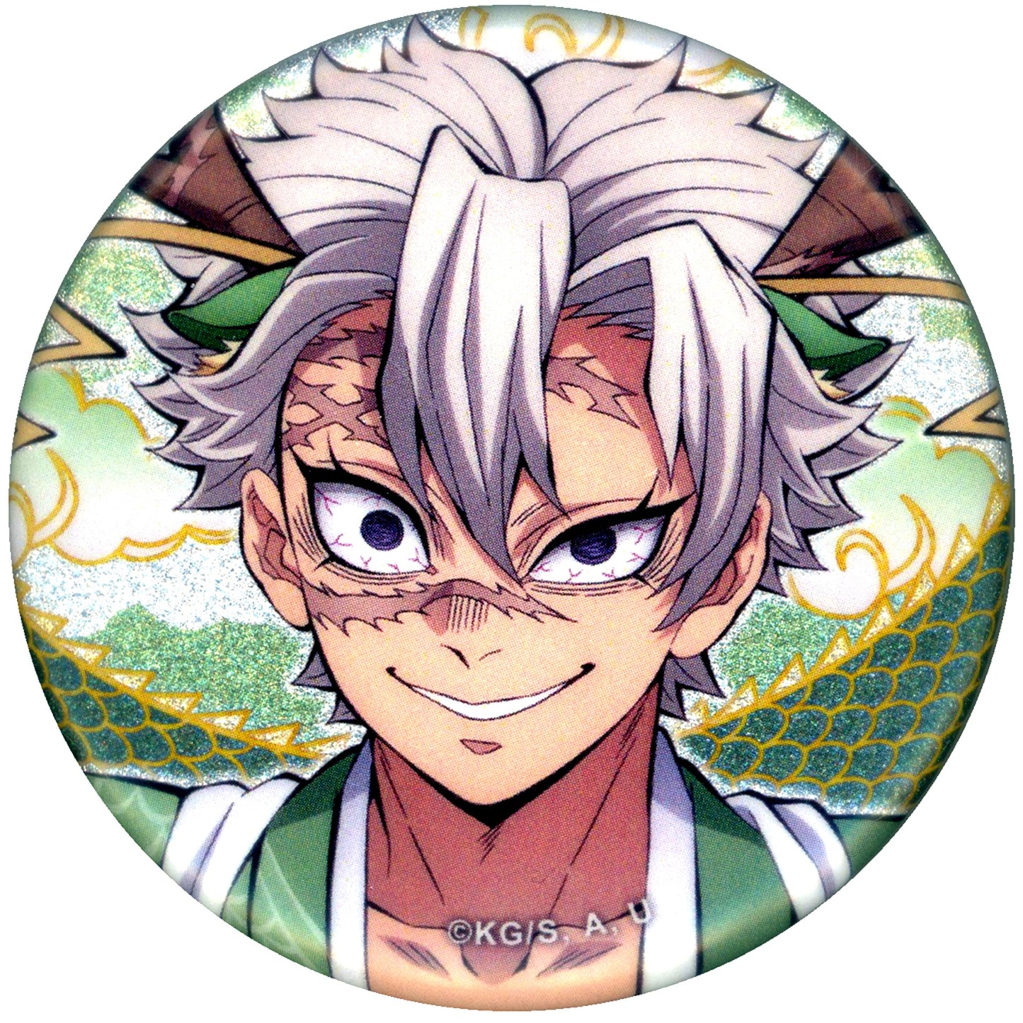 Sanemi Shinazugawa Close-up Demon Slayer: Kimetsu no Yaiba Random Button Anime 5th Anniv Festival Post Festival ufotable Cafe Machi Asobi DINING Year of the Dragon [USED]