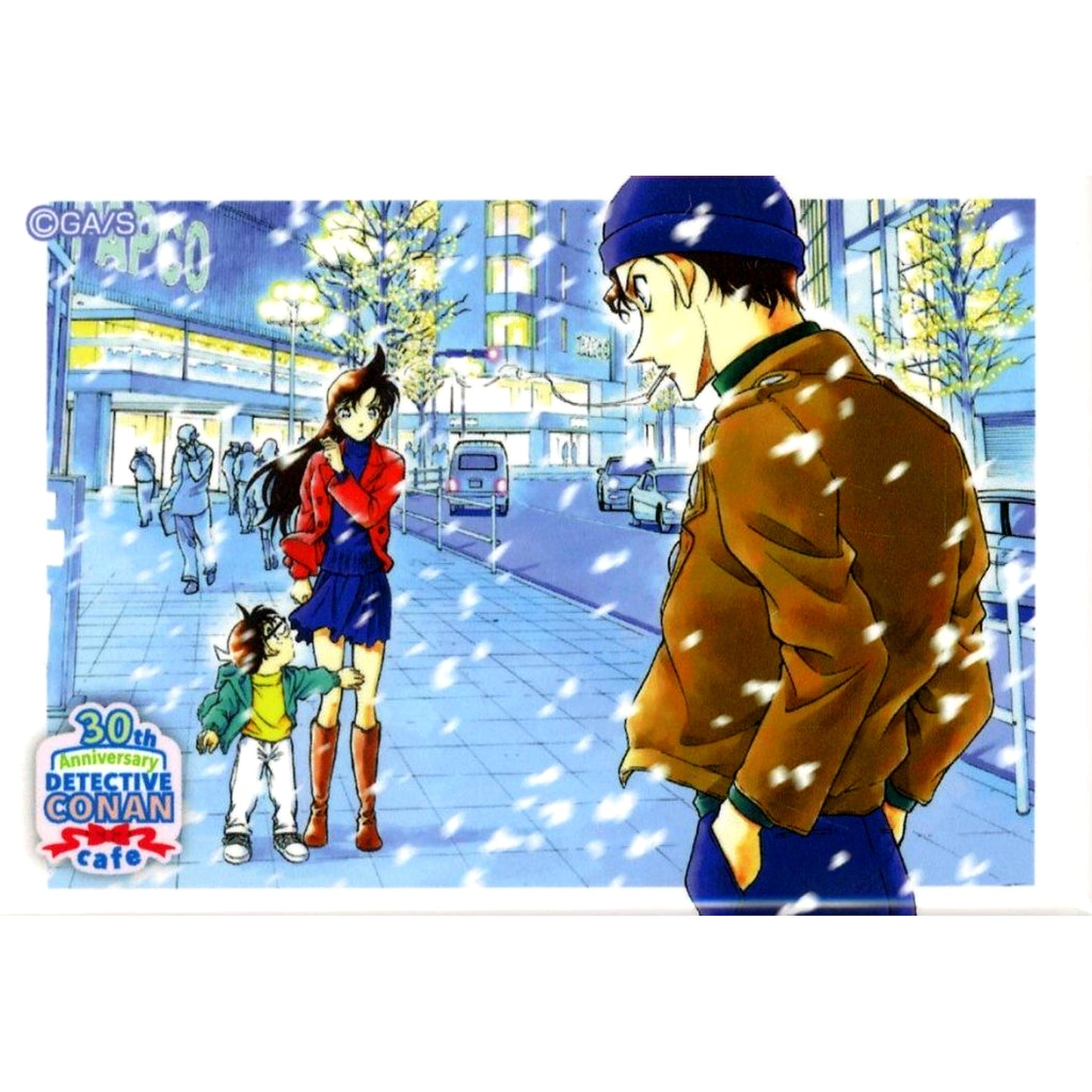 Conan Edogawa Ran Mouri Shuichi Akai Detective Conan Square Button B 30th Anniv Cafe [USED]