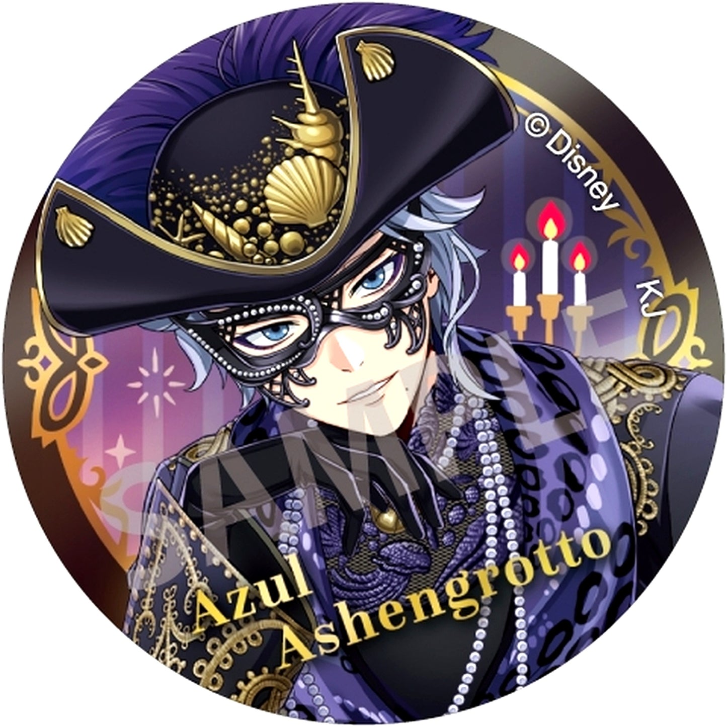 Azul Ashengrotto Disney Twisted Wonderland Masquerade Dress Ver. Trading Aurora Metal Button [USED]