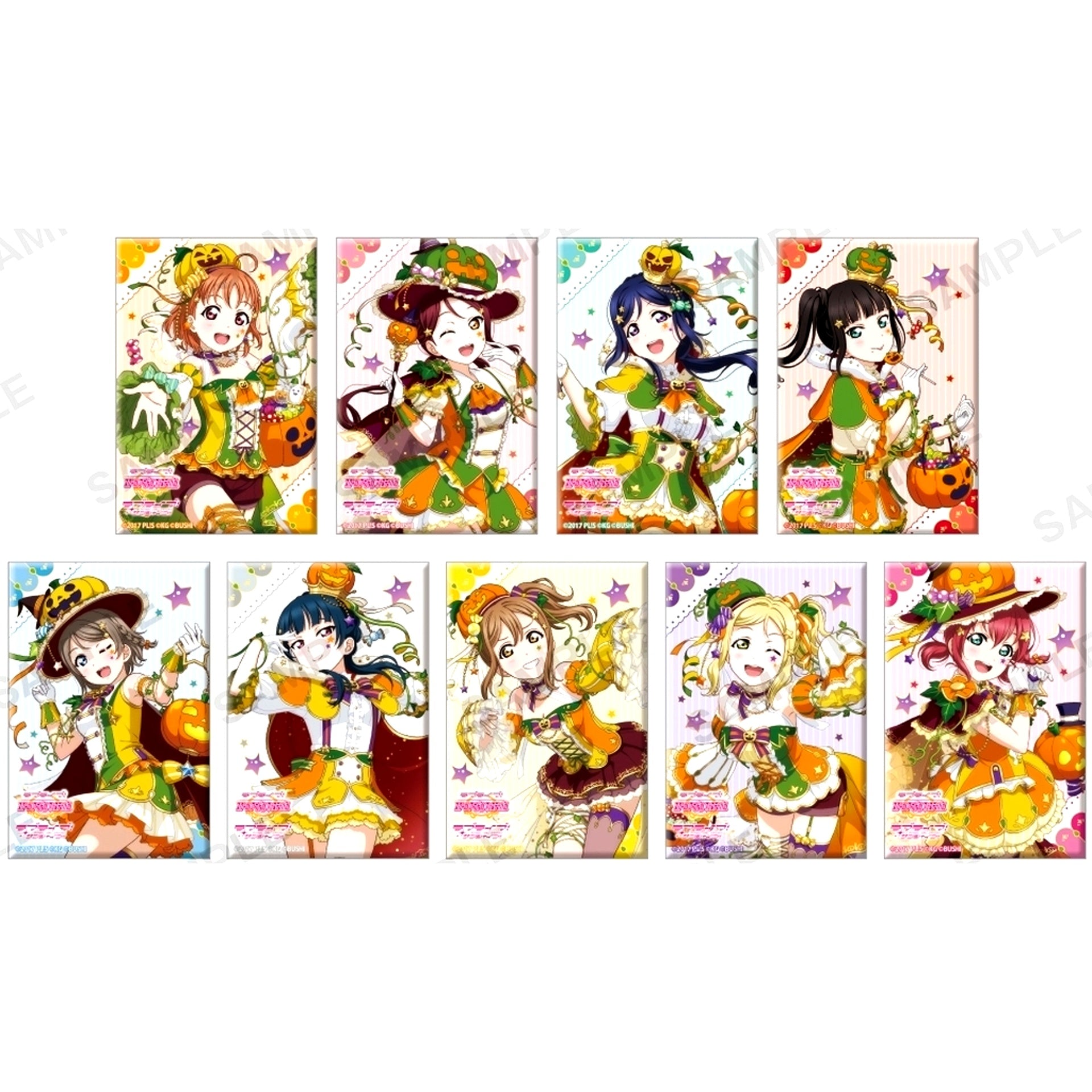 Set of 9 Aqours Love Live! School Idol Festival Square Button Collection Fruitful Autumn Ver. [USED]