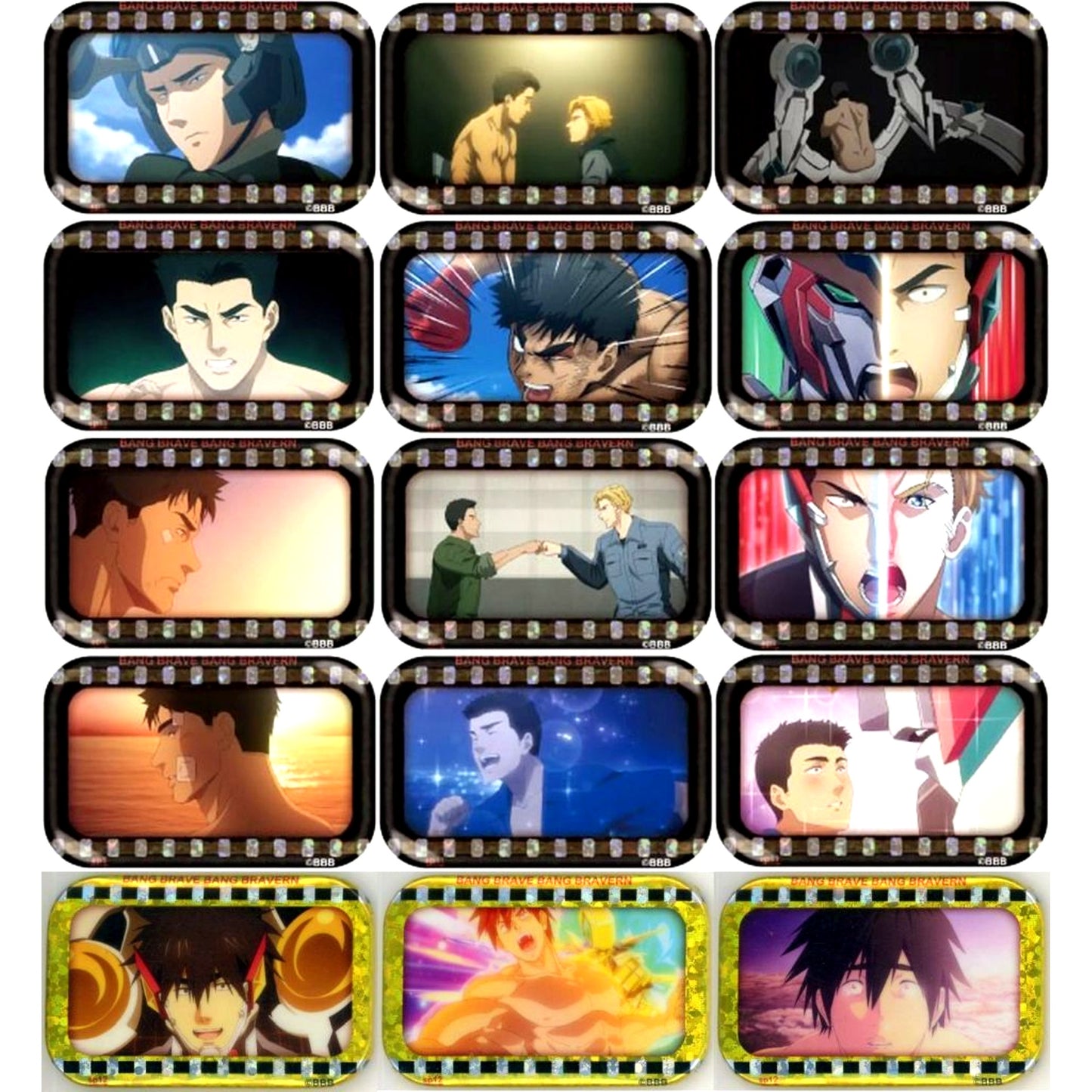 Set of 15 Isami Brave Bang Bravern! Square Holo Button [USED]