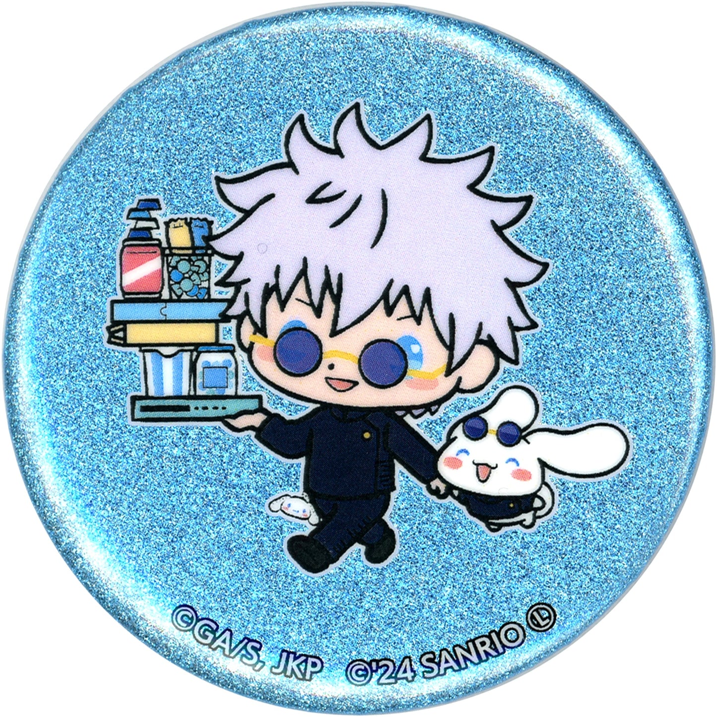 Satoru Gojo Cinnamoroll No Background Jujutsu Kaisen Hidden Inventory Premature Death x Sanrio Characters Trading Glitter Button [USED]