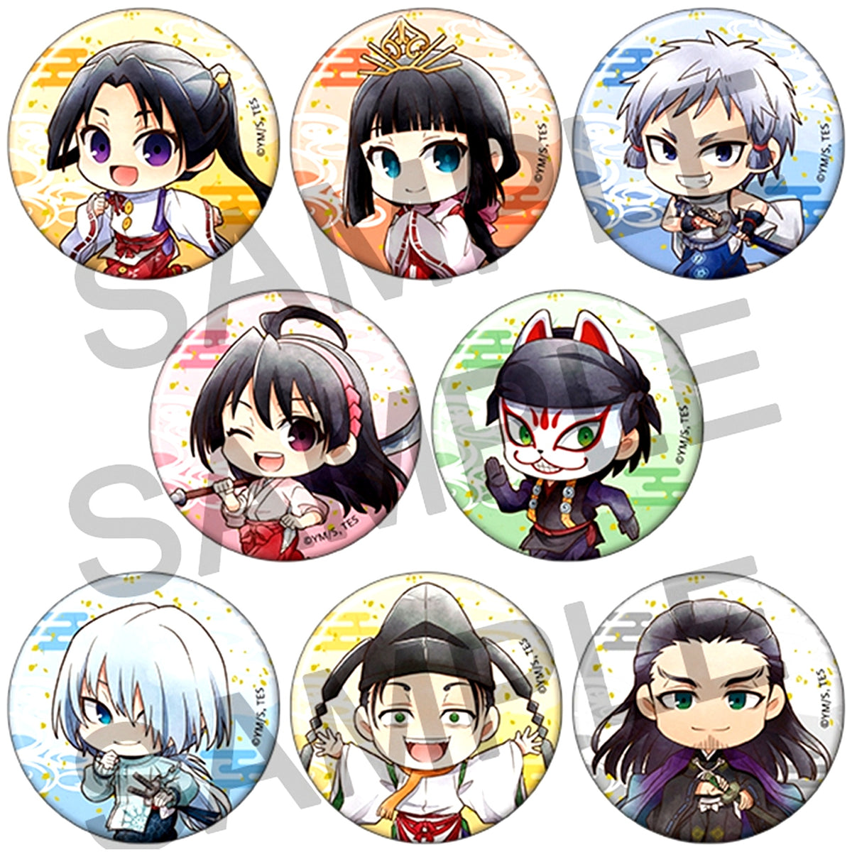 Set of 8 The Elusive Samurai Chara Badge Collection [USED]