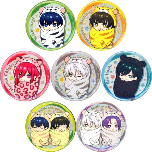 Set of 7 Blue Lock Punitop Okurumi Assort Holographic Button Gashapon Online Exclusive [USED]
