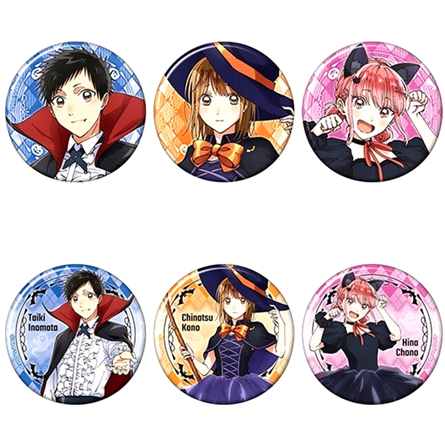 Set of 6 Blue Box Character Button Collection [USED]