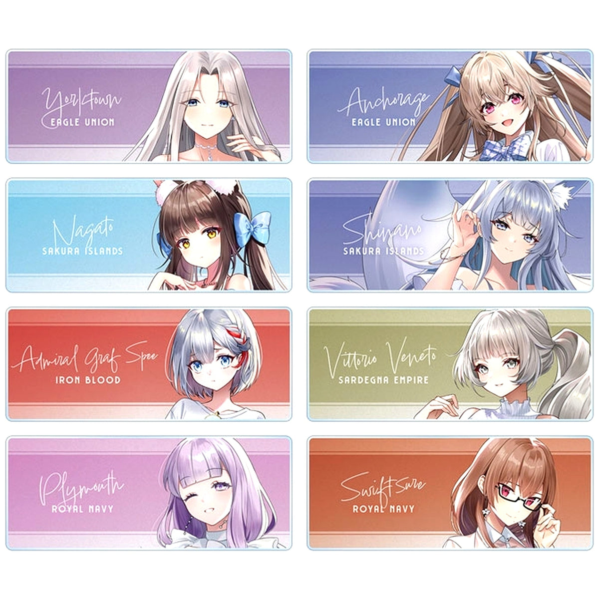 Set of 8 Azur Lane Illustration Summer Fashion Ver. Trading Acrylic Name Plate POP UP SHOP in OIOI [USED]