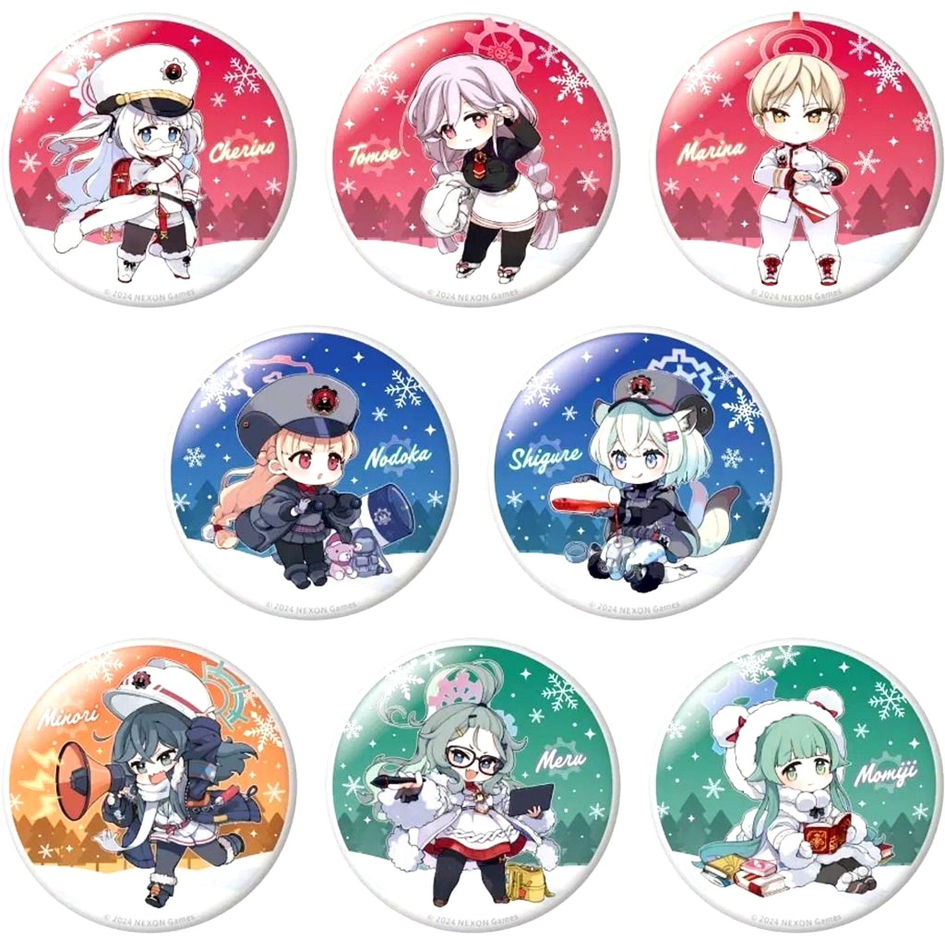 Set of 8 Blue Archive 3.5th Anniversary POP UP STORE Trading Mini Character Button Vol.2 [USED]