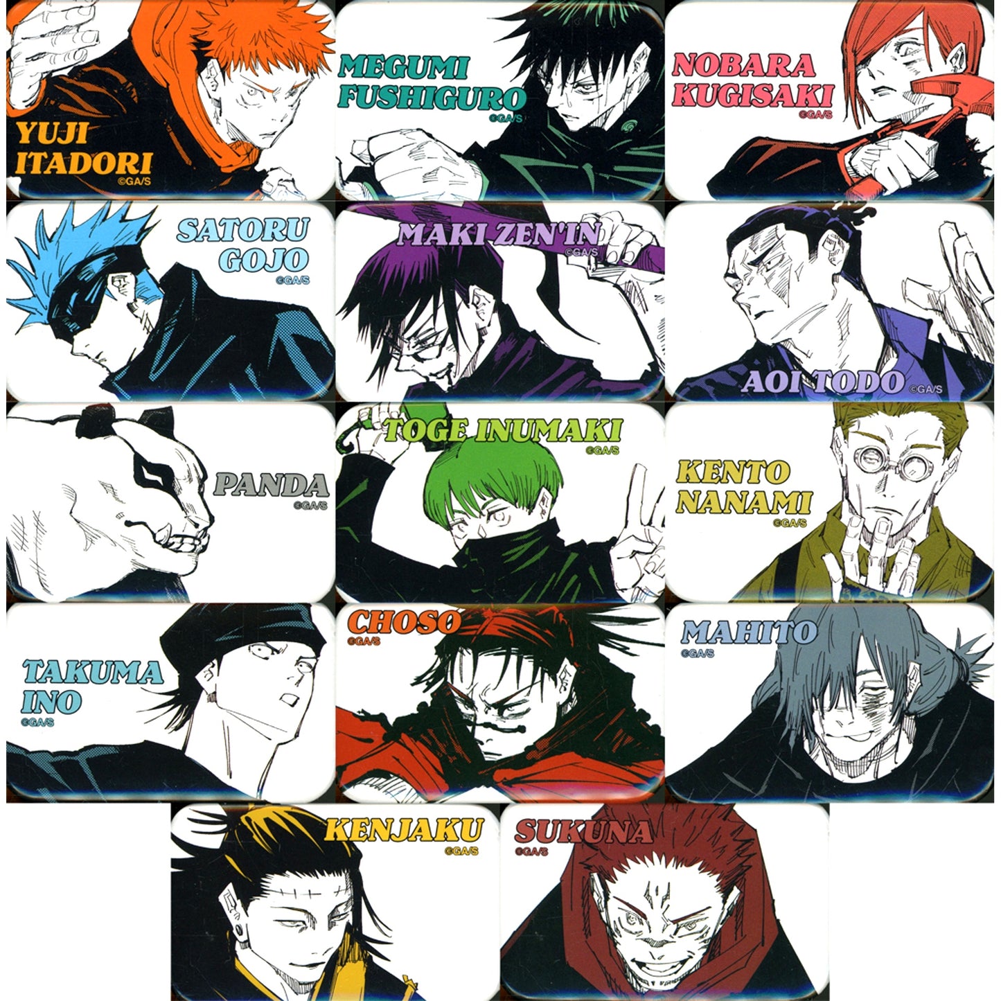 Set of 14 Jujutsu Kaisen Square Button Collection with Stand Vol.1 J Hero Summer Festival 2024 Goods [USED]