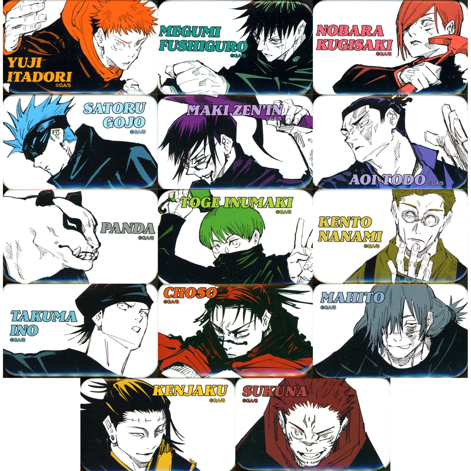 Set of 14 Jujutsu Kaisen Square Button Collection with Stand Vol.1 J Hero Summer Festival 2024 Goods [USED]