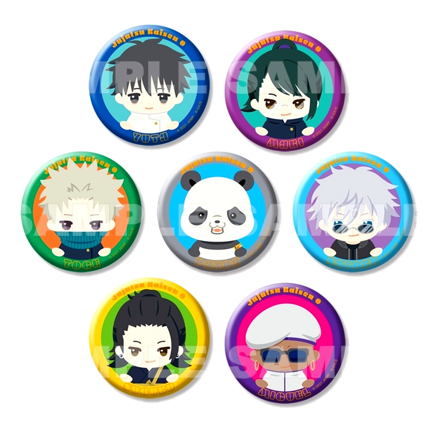 Set of 7 Jujutsu Kaisen 0 The Movie Chokotte! Trading Button [USED]