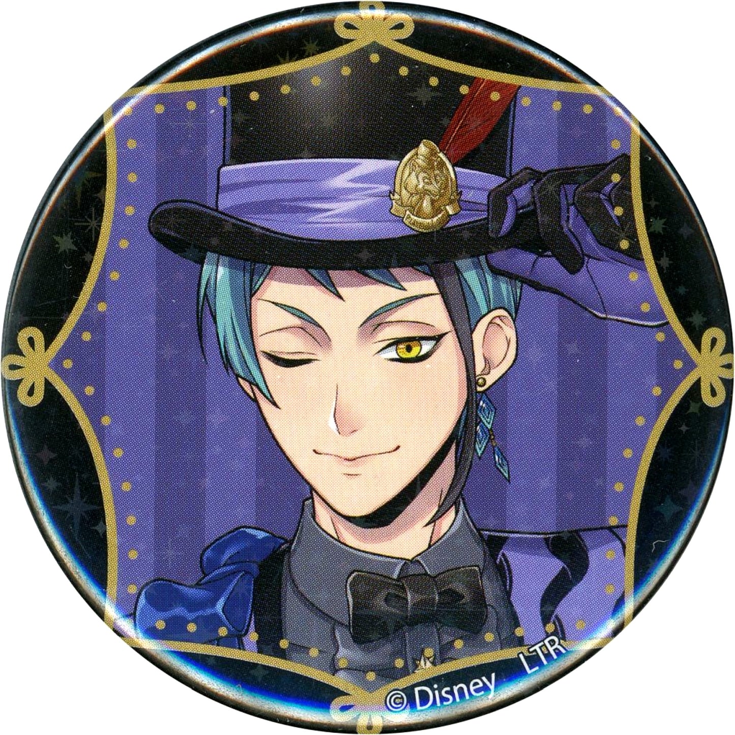 Jade Leech Disney Twisted-Wonderland Hologram Button Playful Land OH MY CAFE 2024 [USED]