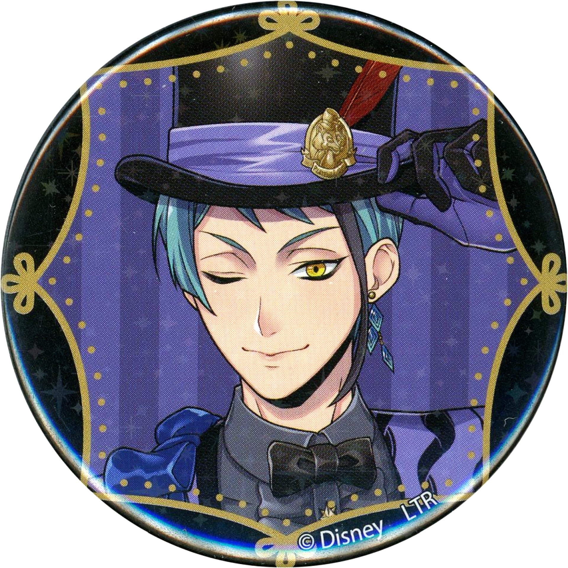 Jade Leech Disney Twisted-Wonderland Hologram Button Playful Land OH MY CAFE 2024 [USED]