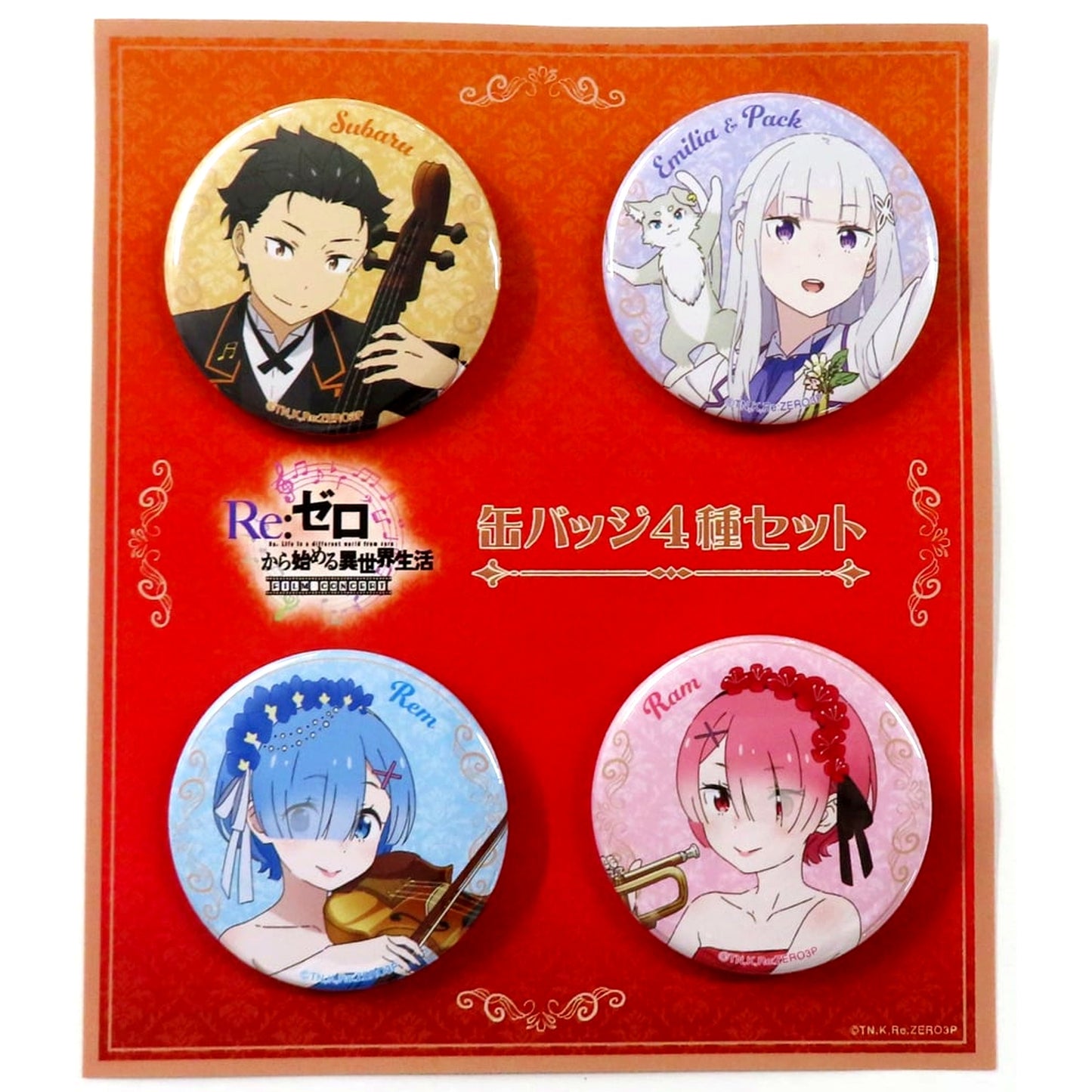 Group Re:Zero Starting Life in Another World Film Concert Button Set of 4 [USED]