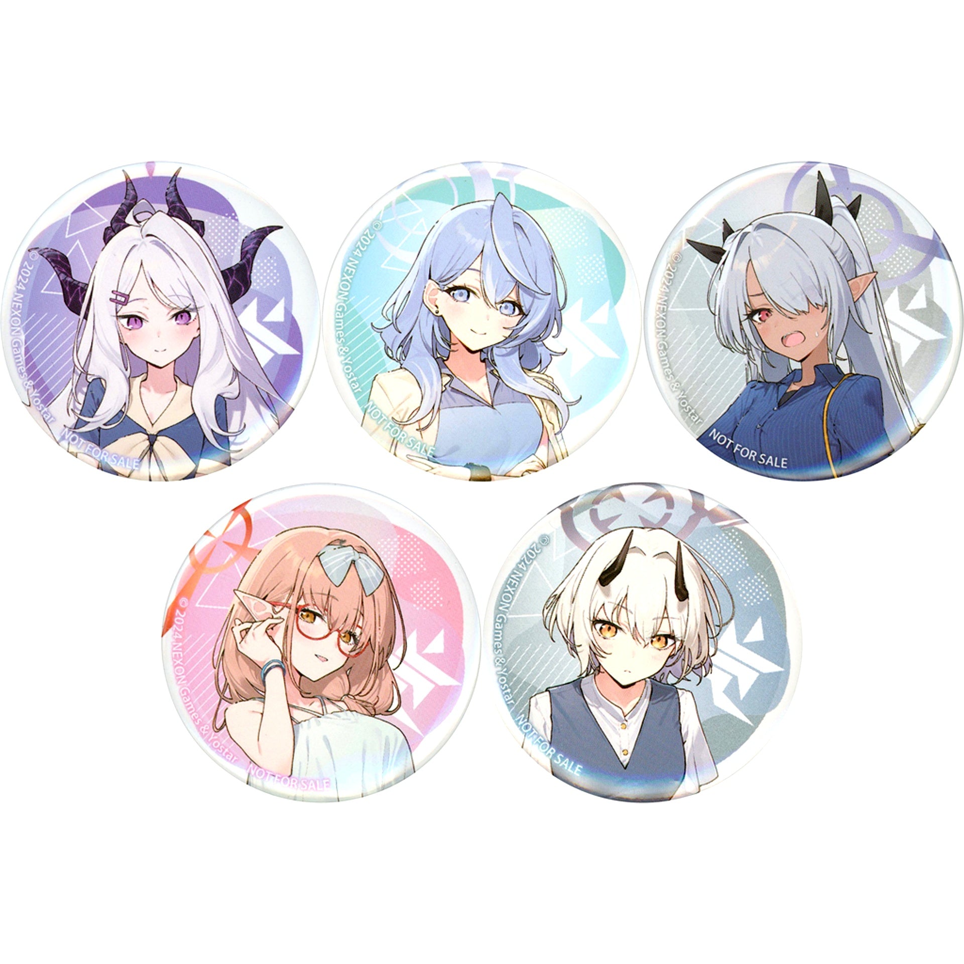 Set of 5 Blue Archive x Lawson Campaign Original Button Eligible Product Purchase Bonus [USED]