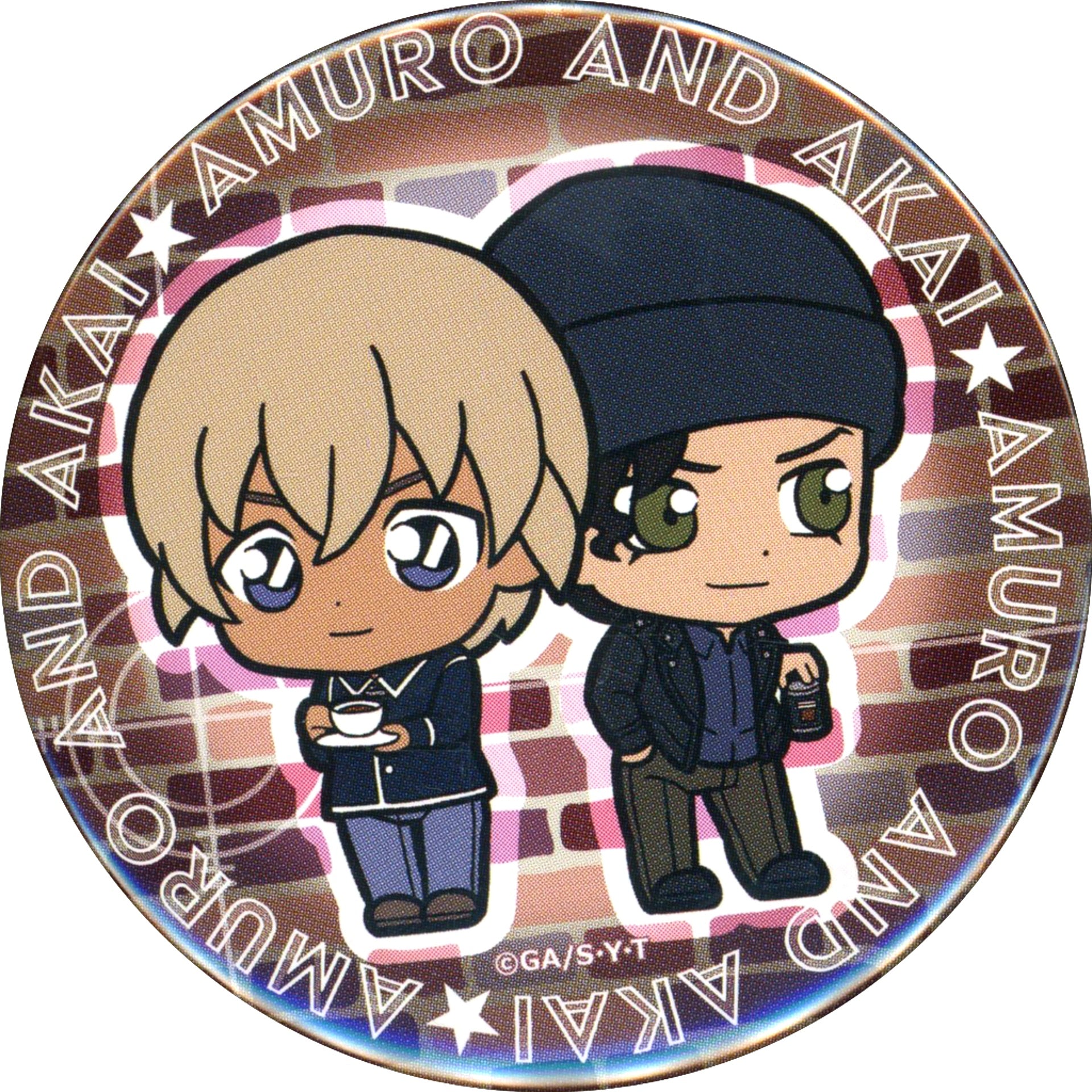 Toru Amuro & Shuichi Akai SD Detective Conan Button Prize Campaign UFO Catcher Bonus Sega Limited [USED]