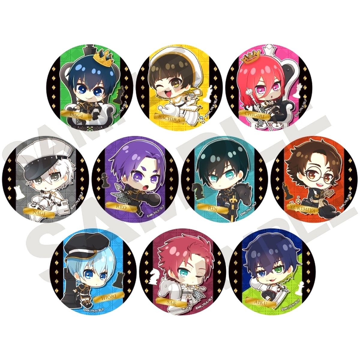 Set of 10 Blue Lock Trading Button Mini Character Chess [USED]