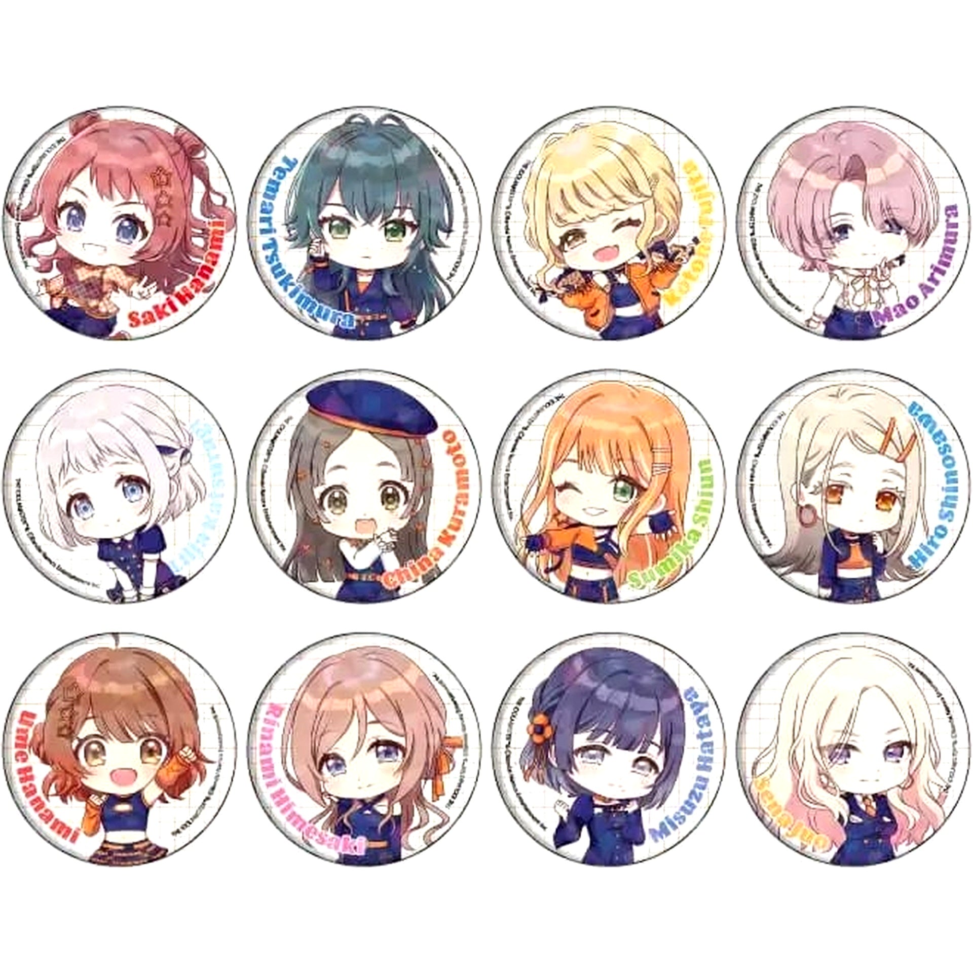 Set of 12 Gakuen Idolmaster Goods Fair in Gamers Hologram Badge 02 / Similar Look Outfit Ver. - Mini Character Illustration [USED]