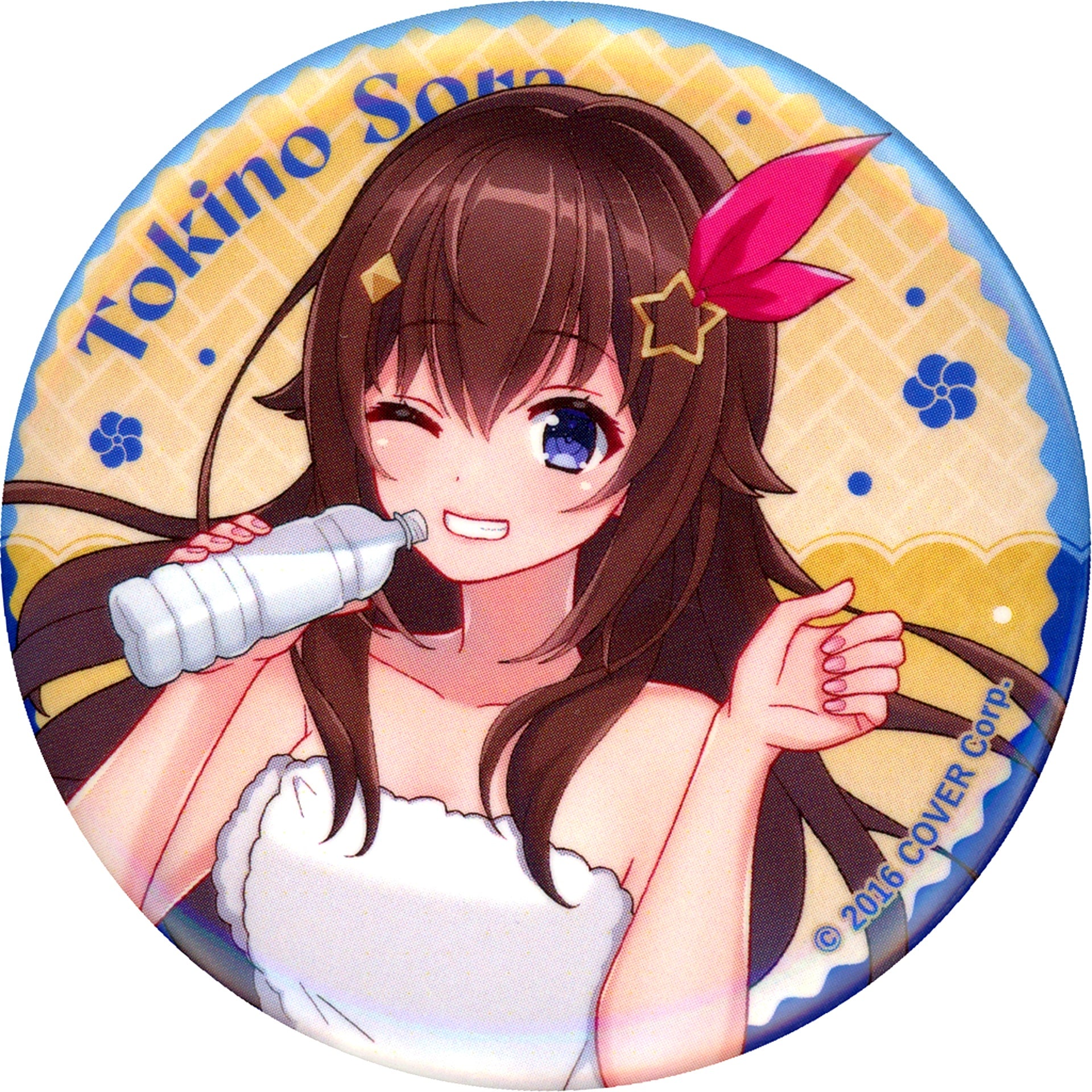 Tokino Sora After Bath Ver. Full Body Ver. Virtual YouTuber Hololive x Gokurakuyu RAKU SPA Collabo 5th Furo Life Trading Button [USED]