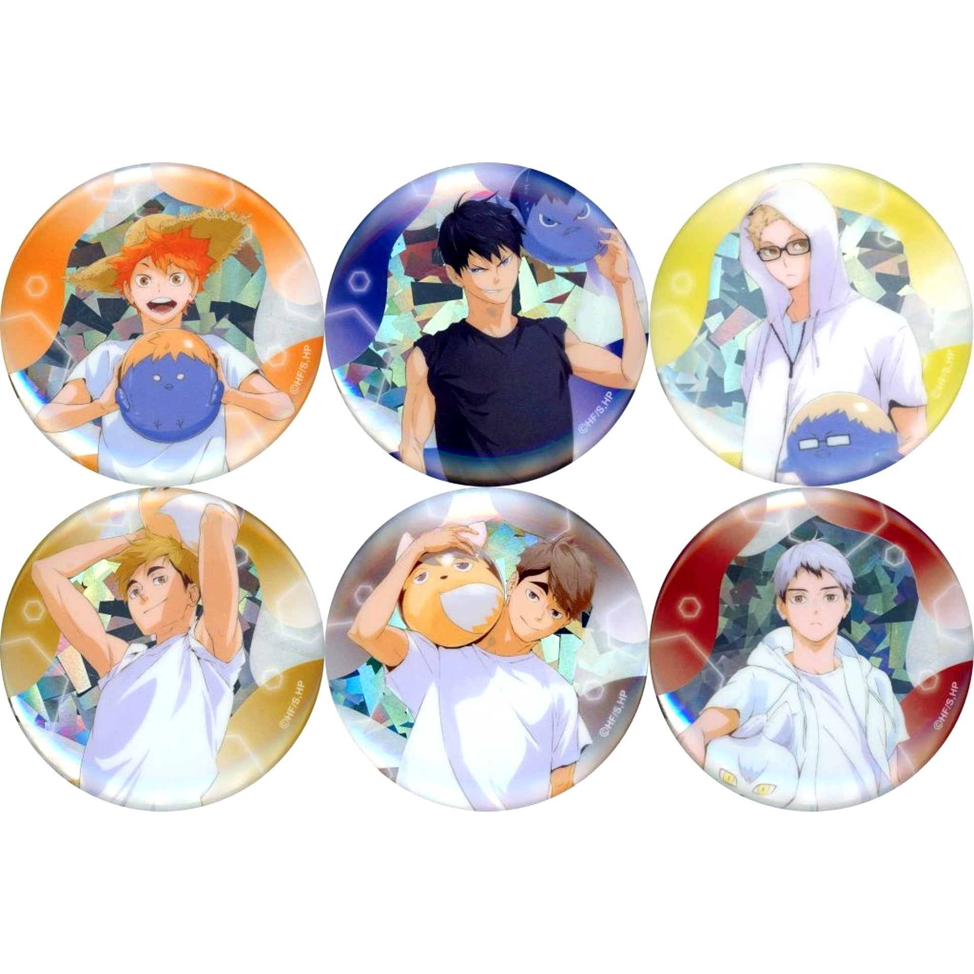 Set of 6 Haikyu!! Trading Hologram Button Beach Ball Ver. [USED]