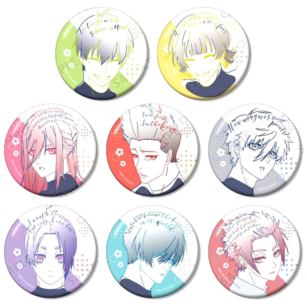 Set of 8 Blue Lock Trading Lette-Graph Button [USED]