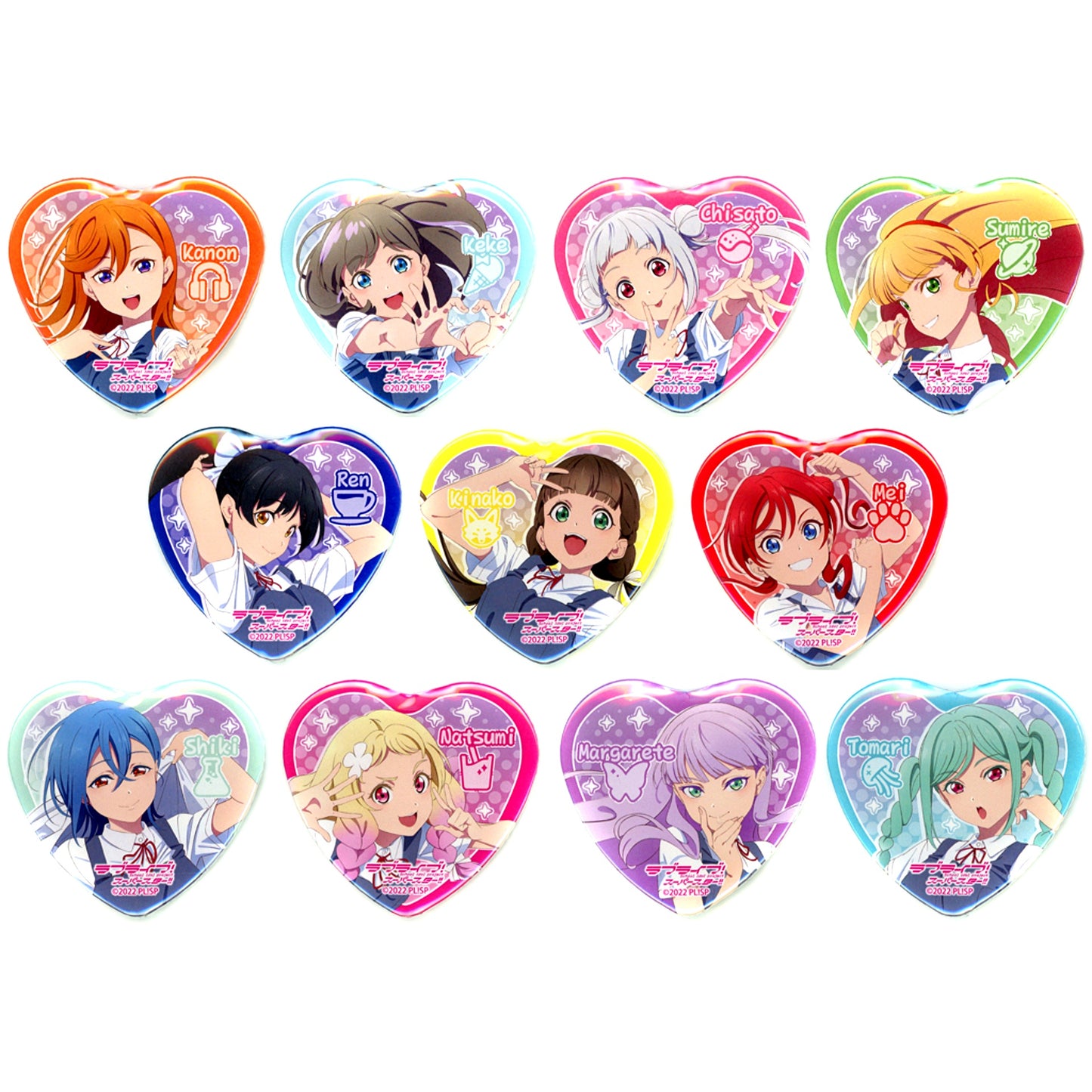 Set of 11 Love Live! Superstar!! Heart Button Summer Uniform Vol.2 [USED]
