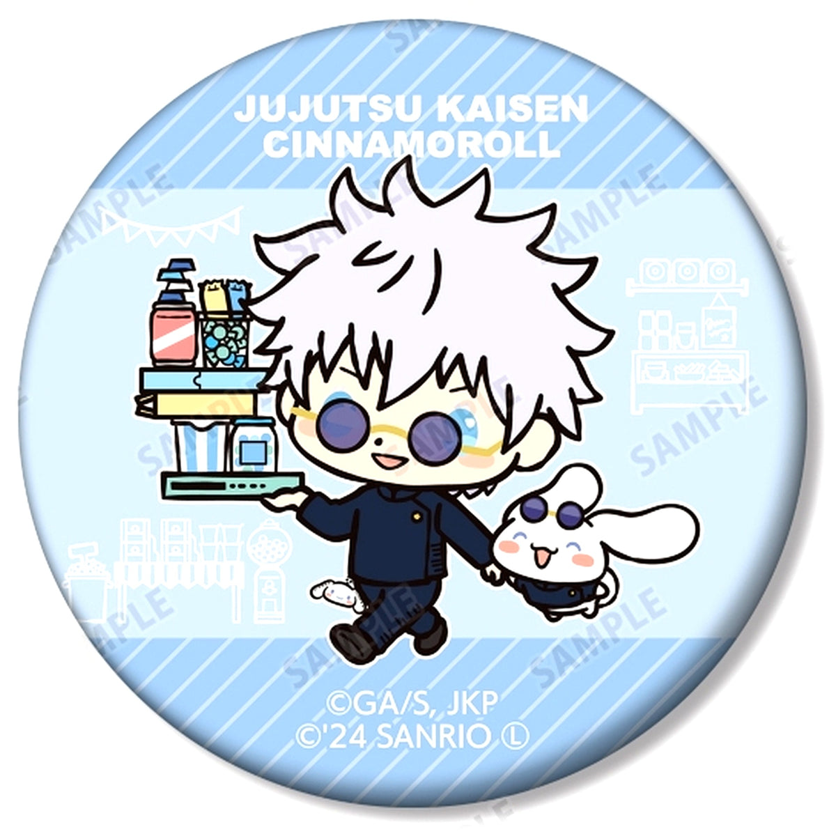 B. Satoru Gojo x Cinnamoroll Jujutsu Kaisen Season 2 Hidden Inventory Premature Death x Sanrio Characters Trading Matte Button [USED]