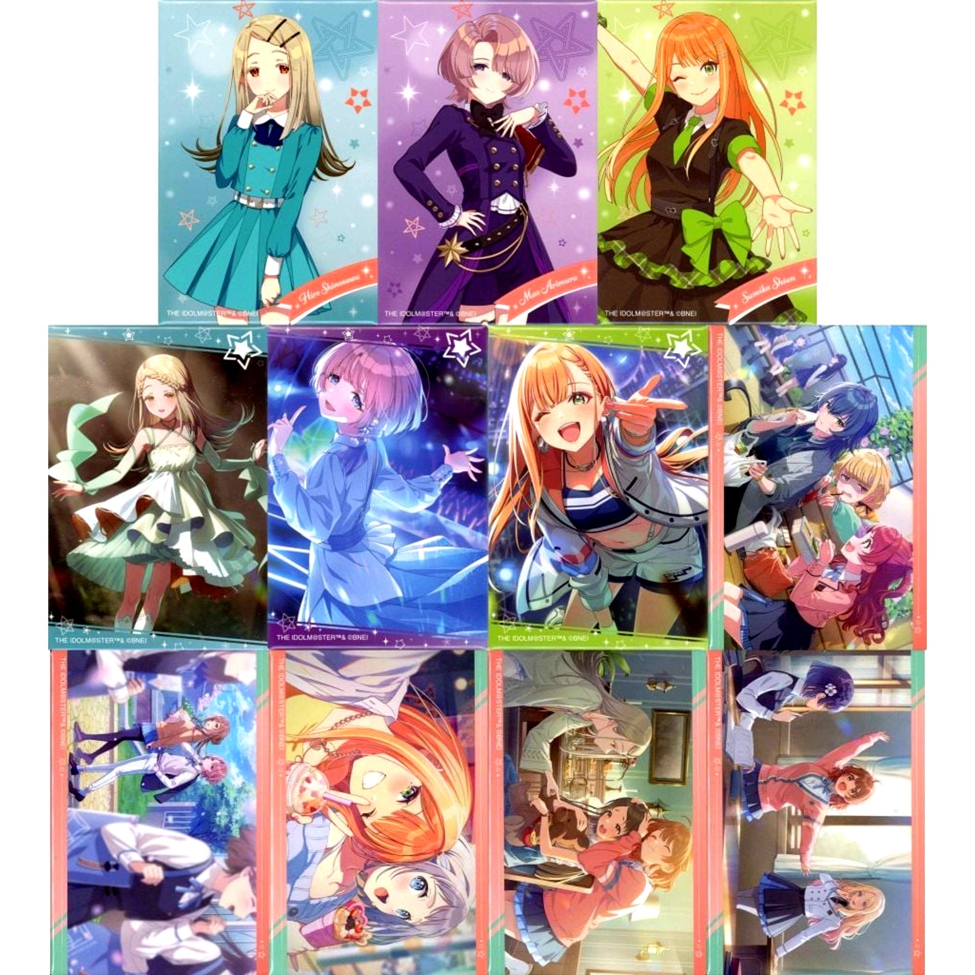 Set of 11 Square Can Badge Kujibikido Gakuen Idolmaster Online Kuji Prize D [USED]