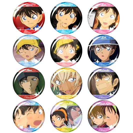 Set of 12 Detective Conan Character Button Collection Secret Talk [USED]