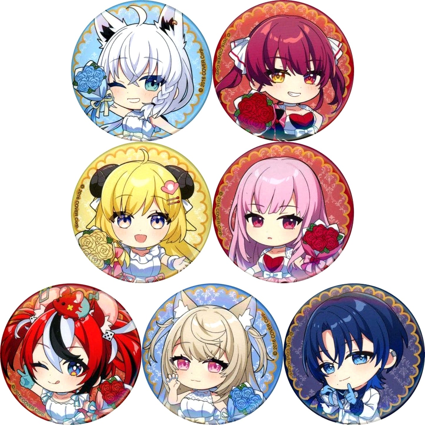 Virtual YouTuber hololive Character Button Collection /D Set of 7 [USED]