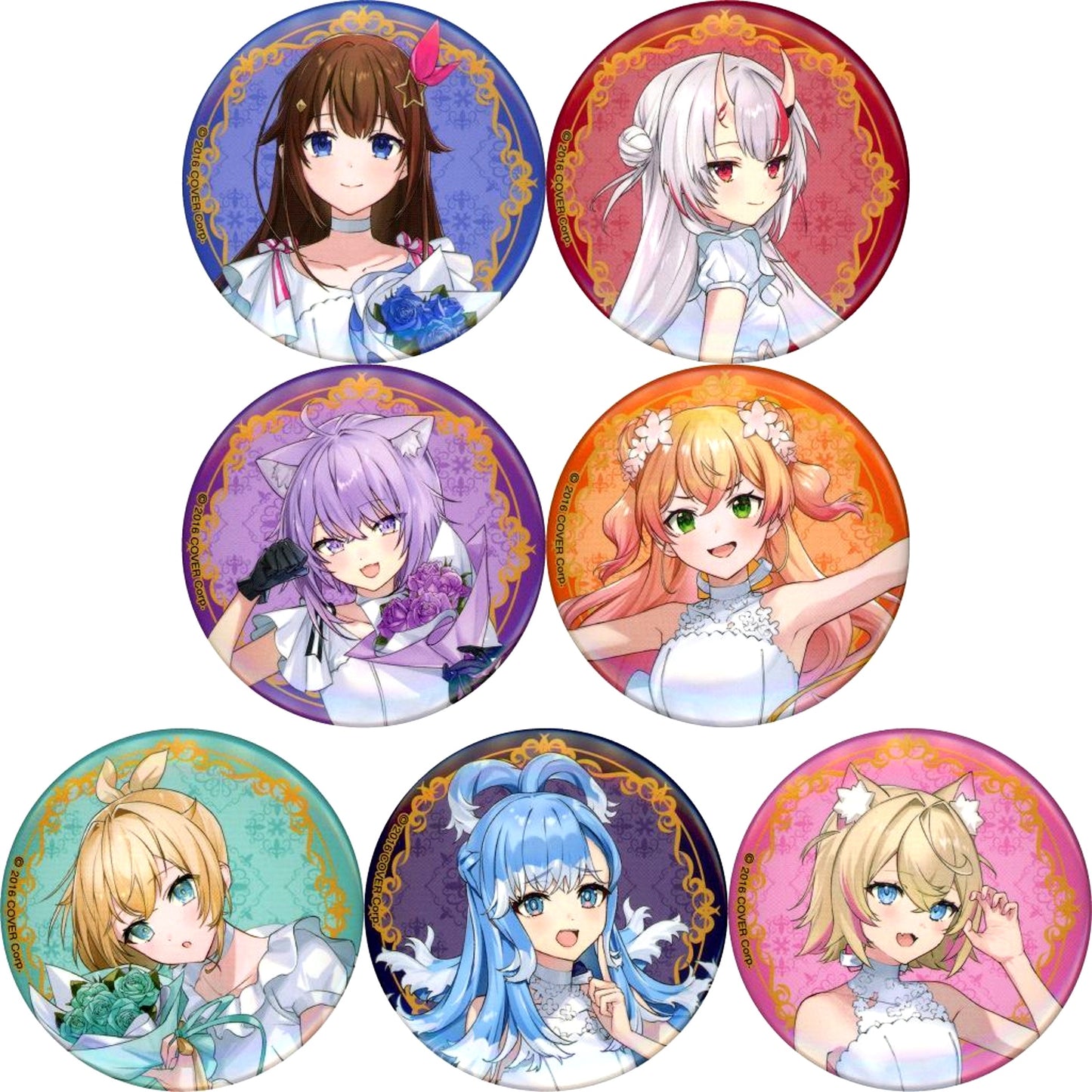 Set of 7 All Characters Hololive Character Badge Collection A [USED]
