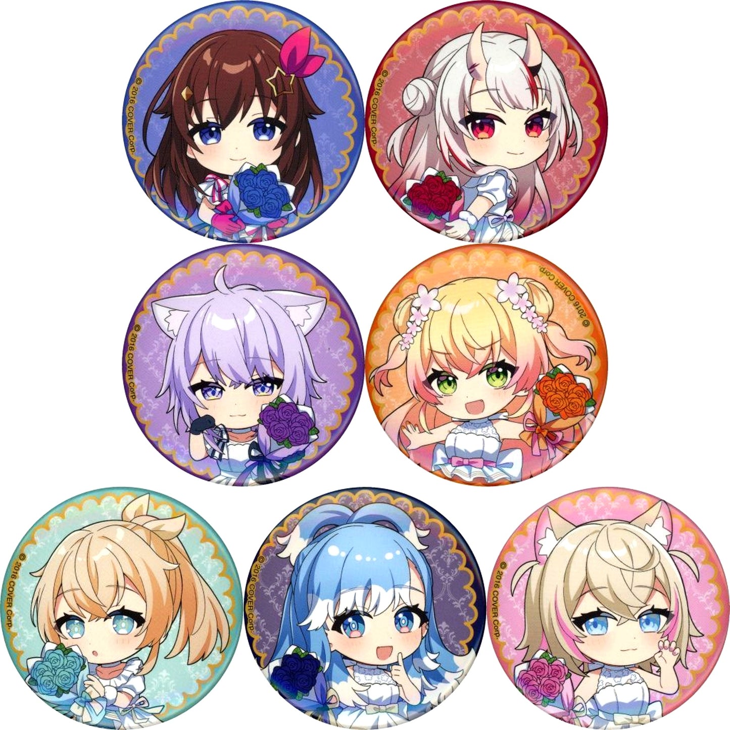 Set of 7 All Characters Hololive Character Badge Collection C [USED]