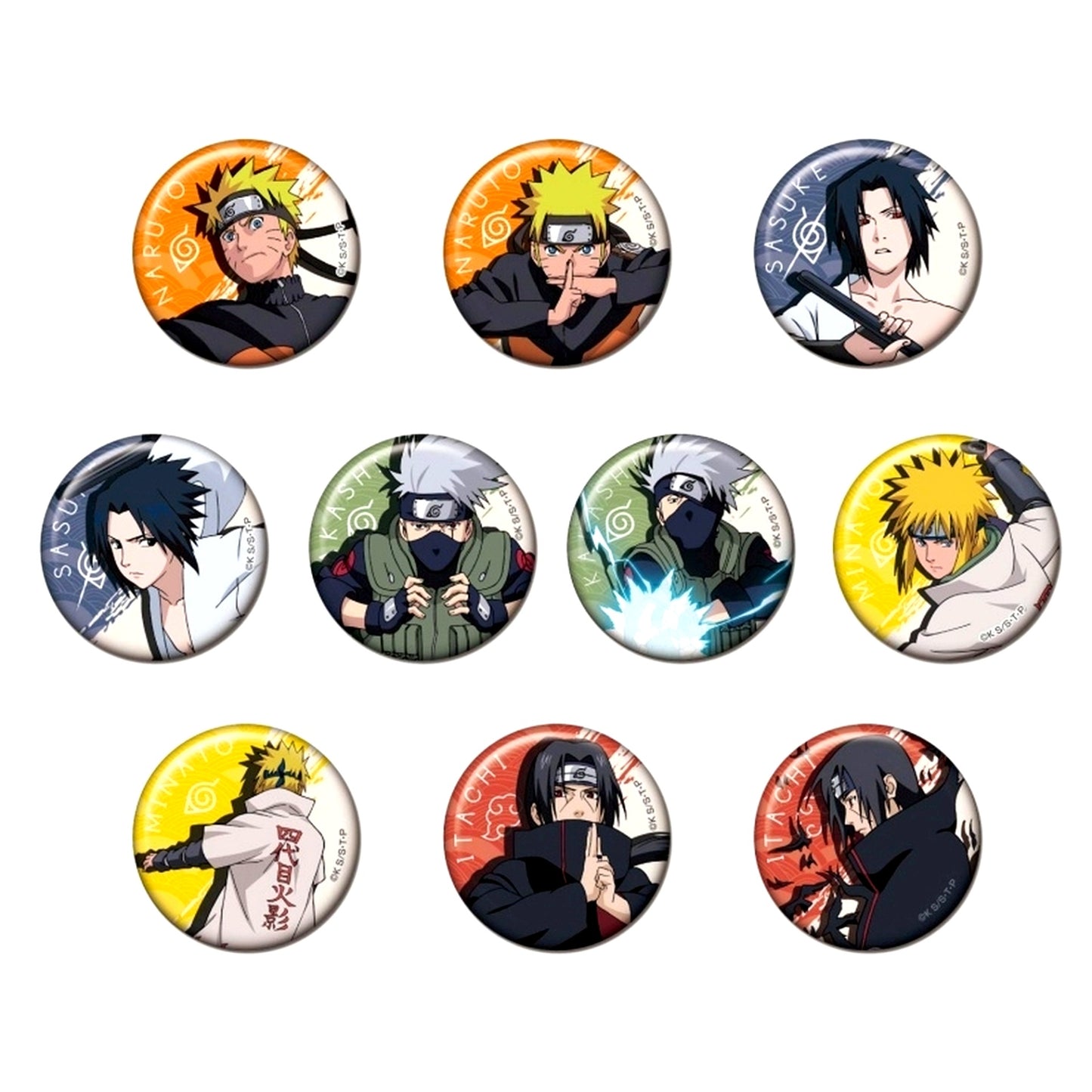 Set of 10 Naruto Shippuden CAN Button B BOX [USED]