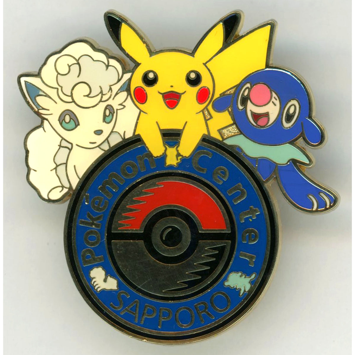 Pikachu & Alolan Vulpix & Popplio Pokemon Logo Pins Pokemon Center Sapporo Limited [USED]